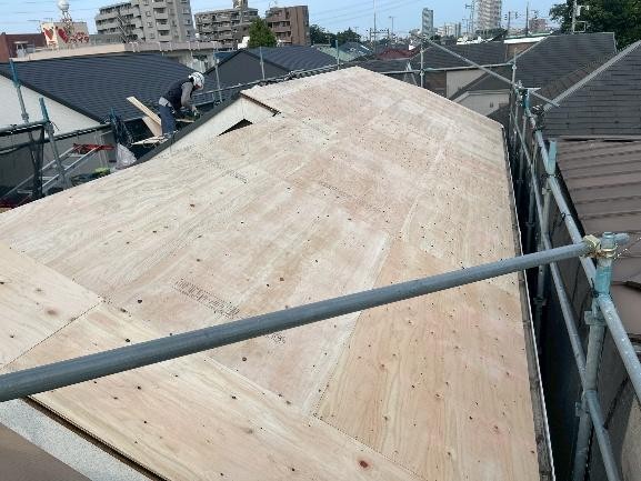 野地板合板を張り終えた状態