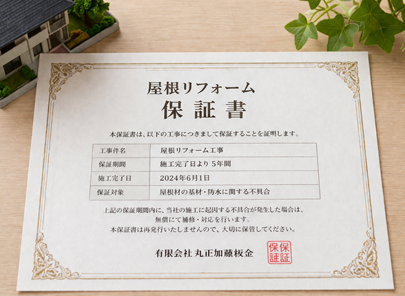 丸正加藤板金保証イメージ