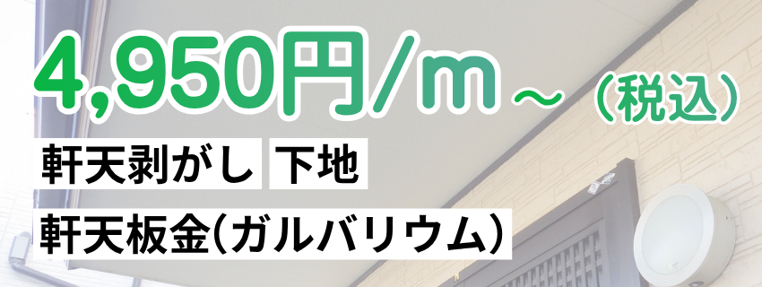 軒天張替え4950円/m～（軒天剥がし、下地、軒天板金）